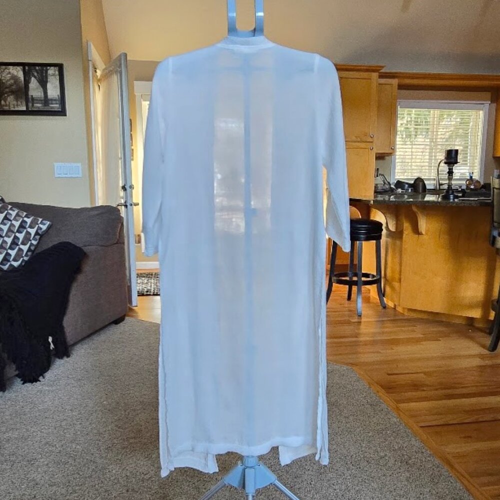 Grade & Gather sz s/m white long duster / cardigan with side slits - Picture 2 of 3